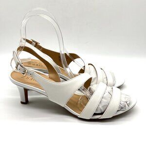 Naturalizer Womens Size 10 Taimi White Leather Dress Sandals Heels Shoes‎